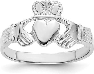 Diamond2Deal 14k White Gold Claddagh Ring
