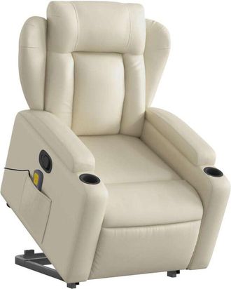vidaXL Vidaxl - Sill&oacute;n Reclinable De Masaje De Pie Cuero Artificial Color Crema