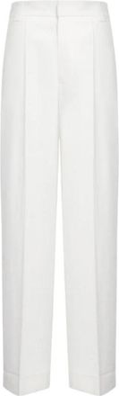 Dondup Pantalone Abby - Dames - Wijde Broeken - Wit - L - Leer - Broeken