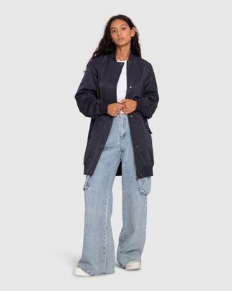 Belle & Bloom Chasing You Long Bomber Jacket