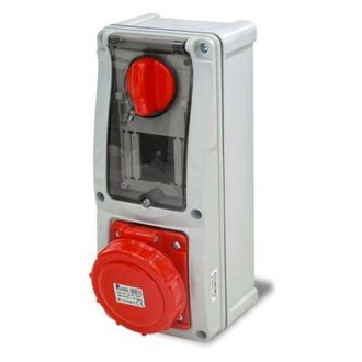 Rosi Collection Presa interbloccata verticale con sezionatore, con fondo, con barra DIN, 380V, 4 poli, 16A, IP67 - Rosi 16.3316R6D