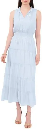 Halogen Sleeveless Tiered Maxi Dress in Pebbels Blue at Nordstrom Rack, Size X-Large