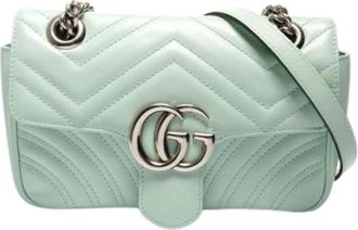 Gucci Pre-owned Mini Bags, female, Green, Size: ONE SIZE Pre-owned GG Marmont Shoulder Bag