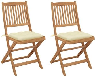 vidaXL Vidaxl - Sillas De Jard&iacute;n Plegables 2 Uds Y Cojines Madera Maciza Acacia