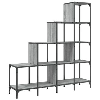 Berkfield Home Bookcase Grey Sonoma 122x30x132 cm Engineered Wood & Metal | Size: 122 x 30 x 132 cm