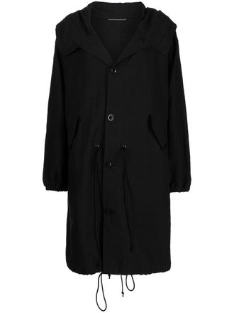 Yohji Yamamoto Cappotto oversize con cappuccio - Nero