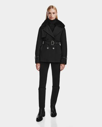 Rudsak ELENOR WOMENS SHORT TRENCH WITH REMOVABLE SHEARLING COLLAR