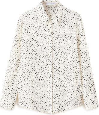 Mango Dot Print Button-Up Shirt in Ecru at Nordstrom, Size 6