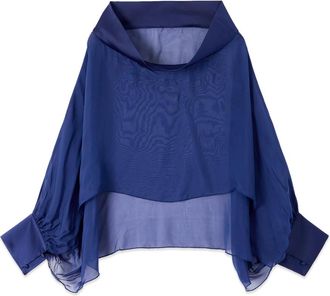 Oltre Dames, Blouses & Shirts, Blauw, Maat: S/M Satijn