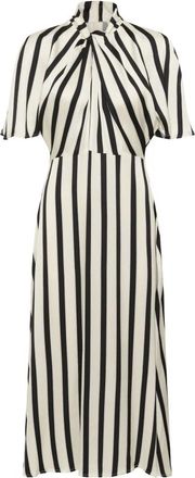 Soaked In Luxury Gestreepte Gedrapeerde Jurk Zwart Wit - Dames - Casual kleedjes - Veelkleurig - M - Kleedjes