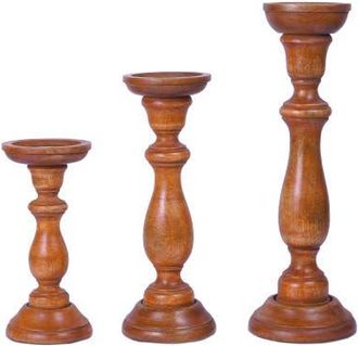 Mela Artisans Tuli Pillar Candle Holder Set in Earthy Brown at Nordstrom