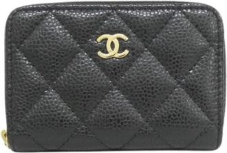 Chanel Pre-owned Timeless Classic Line Grained Calfskin Coin Case - Dames - Vintage Accessoires - Zwart - ONE Size - Vintage