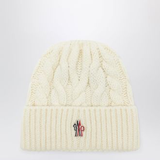Moncler Berretto bianco avorio in misto lana