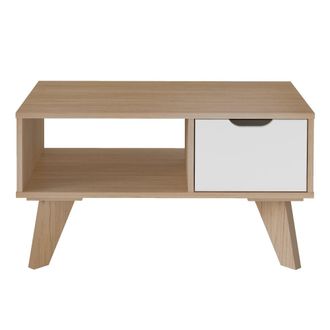 Pondecor Interiorismo Mesa centro vipper mdf lacada roble/blanco texturizado. Patas madera