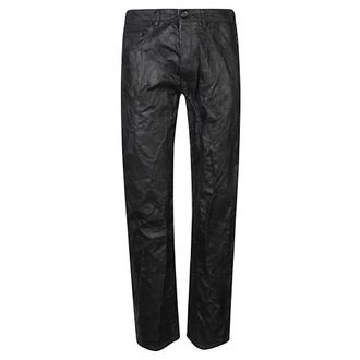 Maison Margiela Straight Trousers, male, Black, Size: W31 Waxed Effect Straight Jeans