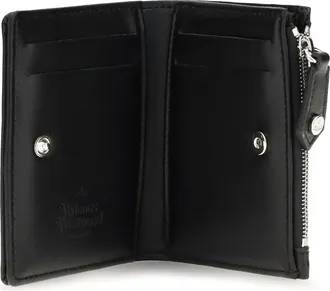 Vivienne Westwood Womens Leather Card Holder Slim Flap Black Calf Wallets & Purses