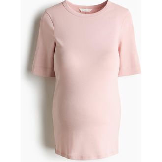 H&M Mama Fitted T-shirt in Light Pink at Nordstrom, Size Xx-Large