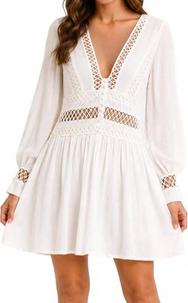 Free People Long Sleeve Embroidered Mini Dress In Ivory