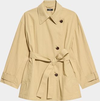 Theory Cropped Double-Breasted Trench Coat
