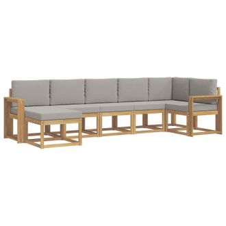 vidaXL Conjunto De Sof&aacute;s De Exterior 7 Pcs Blanco Y Gris Claro Vidaxl