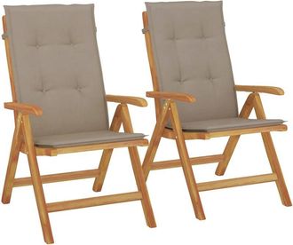 vidaXL Sillas De Jard&iacute;n Reclinables Y Cojines 2 Uds Madera Maciza Teca Vidaxl