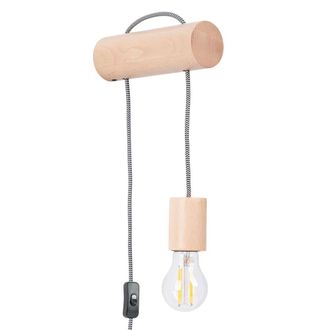 Wonderlamp Aplique de pared de madera madera natural con placa redonda de madera
