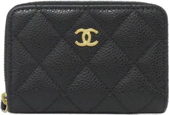 Chanel Black Grained Calfskin Coin Purse/Coin Case (Pre-Owned)