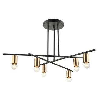 Netlighting Industrial & Retro Flush Ceiling Light Bronze Black 6 Light E27