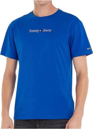 Tommy Jeans Klassieke Lineaire Katoenen Blauwe T-Shirt - Heren - T-shirts - Blauw - 2XL - Katoen - Tops