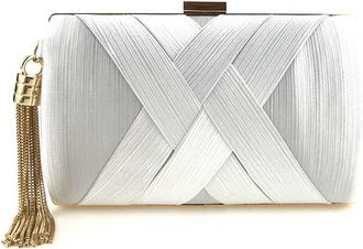 Emily Bridalwear BB-OC3294 Women Clutch Bag Evening bag Fringed Evening Handbag,Lady Party Wedding Clutch Purse Chain Shoulder Cross Body Bag (Silver)