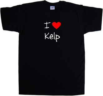 Tee Tree Designs I Love Heart Kelp Black T-Shirt (White Print)-X-Large