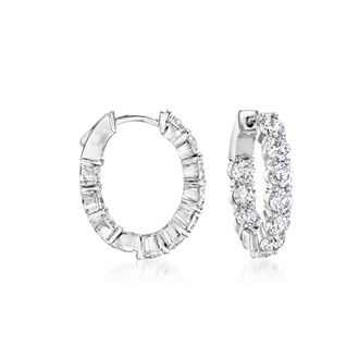 Ross-Simons CZ Inside-Outside Hoop Earrings in Sterling Silver