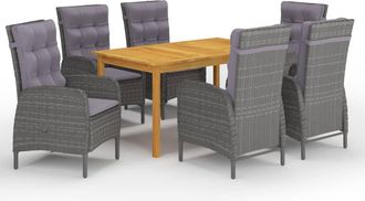 vidaXL Juego De Comedor De Jard&iacute;n De 7 Piezas Gris Vidaxl