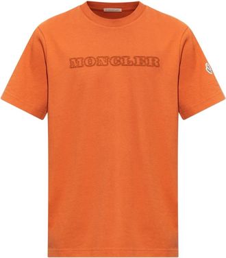 Moncler T-shirt met logo - Heren - T-shirts - Oranje - XL - Katoen - Tops