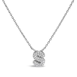 House of Brilliance 10K Gold Diamond Accent A-Z Initial Bubble Pendant Necklace in White | S at Nordstrom
