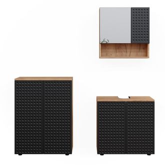 Vicco Conjunto De Muebles De Ba&ntilde;o Irma, Lunares Antracita, 3 Partes, Con Base De 60 Cm