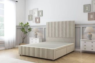 Sloomy Langston Plush Divan Base 2 Drawers-26 Headboard & 12 Footboard in Cream | Size: Small Single