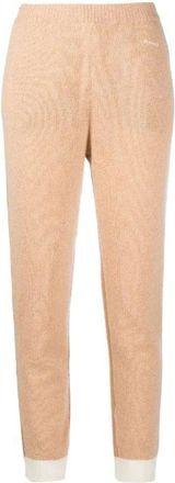 Marni Kasjmier Ribgebreide Broek - Dames - Slim Fit Broeken - Beige - S - Kasjmier - Broeken