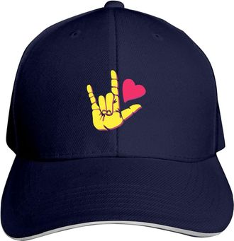 Hdadwy American Sign Language I Love You Unisex Baseball Cap Adjustable Sport Sandwich Cap Trucker Hats Classic Hip Hop Peaked Hat