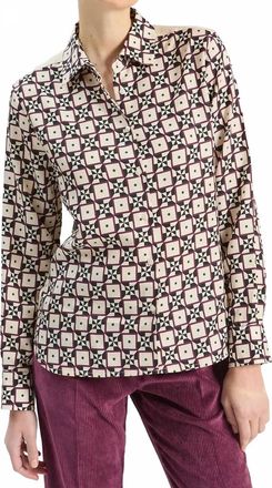 Vilagallo Isa Sol Geo Print Shirt In Beige