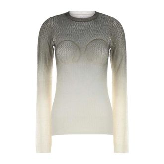 Maison Margiela Round-neck Knitwear, female, Beige, Size: S Wool Blend Sweater