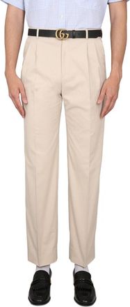 Gucci Embroidered Cotton Trousers - Beige