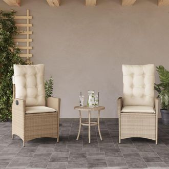 vidaXL Vidaxl - Sillones Reclinables De Jard&iacute;n Con Cojines Beige 2 Uds Rat&aacute;n Pe