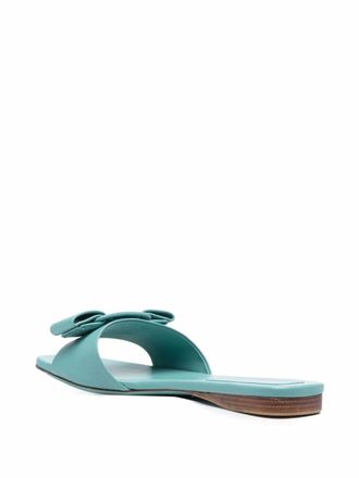 Ferragamo Embossed Bow-Detail Sandal - Blue