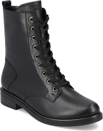 Remonte Zwarte Gesloten Booties - Dames - Veterlaarzen - Zwart - 37 EU - Leer - Schoenen