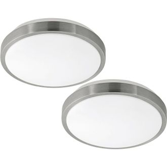 Loops 2 PACK Wall Flush Ceiling Light White Shade White Satined Nickel Plastic LED 18W in Metallics