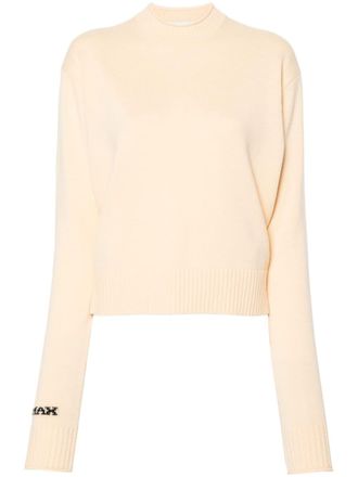 Max Mara Sweater met logo jacquard - Beige