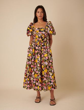 Nobody's Child Black Floral Nova Midi Dress