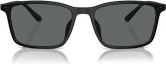 Emporio Armani 56mm Rectangle Sunglasses in Matte Black /Dark Grey at Nordstrom