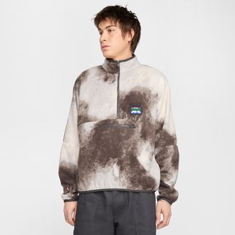 Nike Mens Club 1/2-Zip Pullover Long-Sleeve Top in Brown | HV4628-254